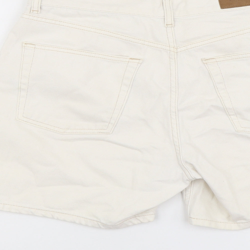 Topshop Womens Beige Cotton Bermuda Shorts Size 14 L5 in Regular Button