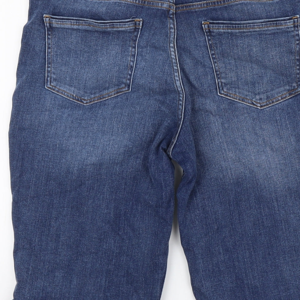 F&F Womens Blue Cotton Bermuda Shorts Size 14 L12 in Regular Button