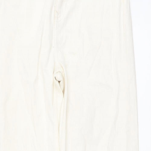 Denim & Co. Womens Beige Cotton Straight Jeans Size 12 L31 in Regular Button