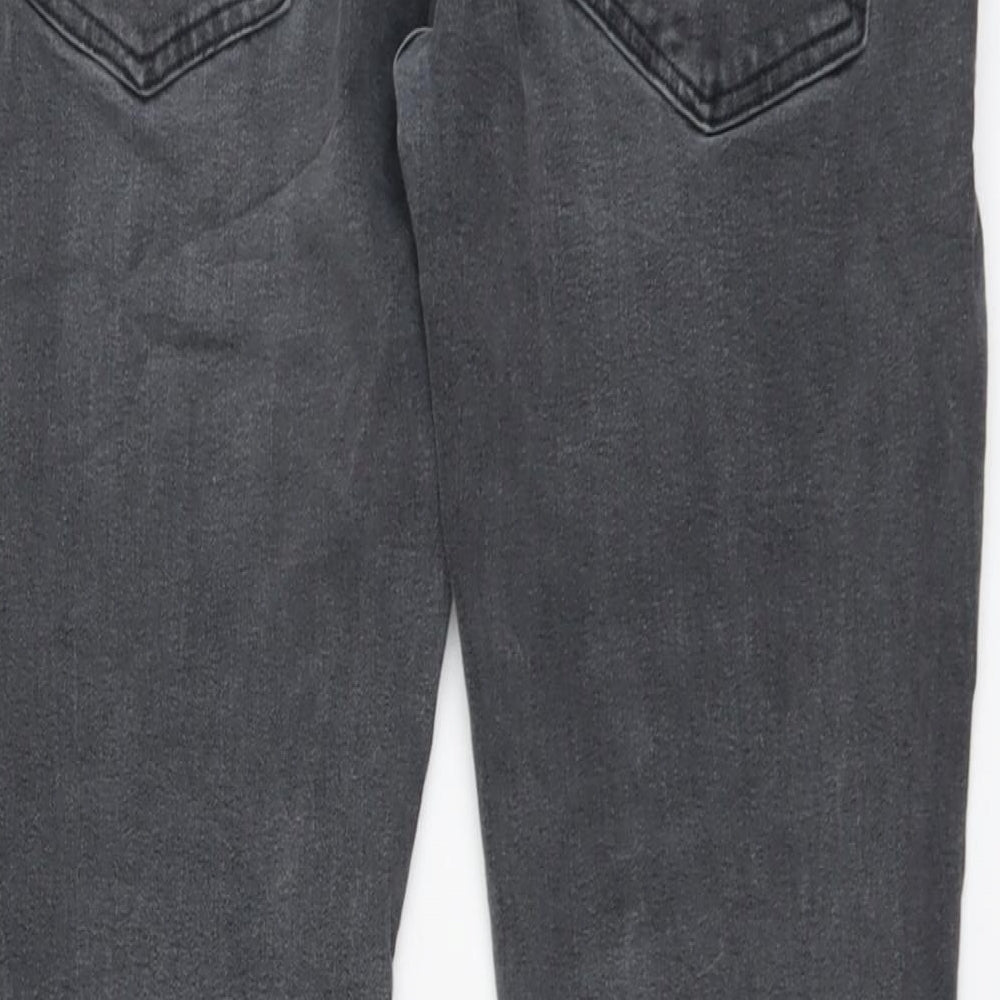 JACK & JONES Mens Grey Cotton Straight Jeans Size 34 in L30 in Regular Button