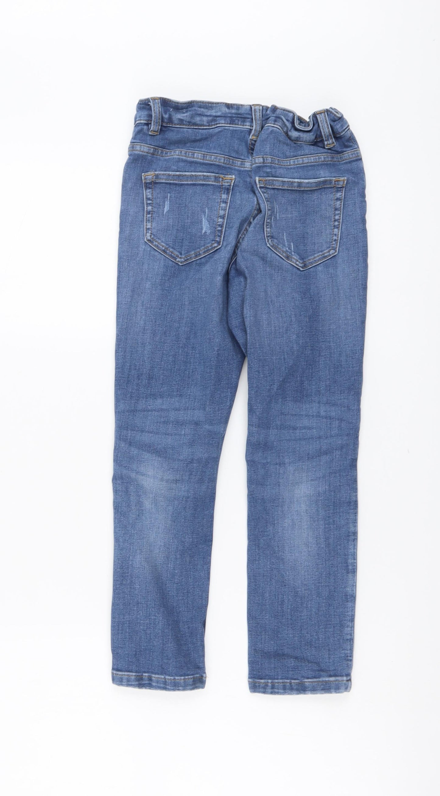 Marks and Spencer Boys Blue Cotton Straight Jeans Size 7-8 Years Regular Button