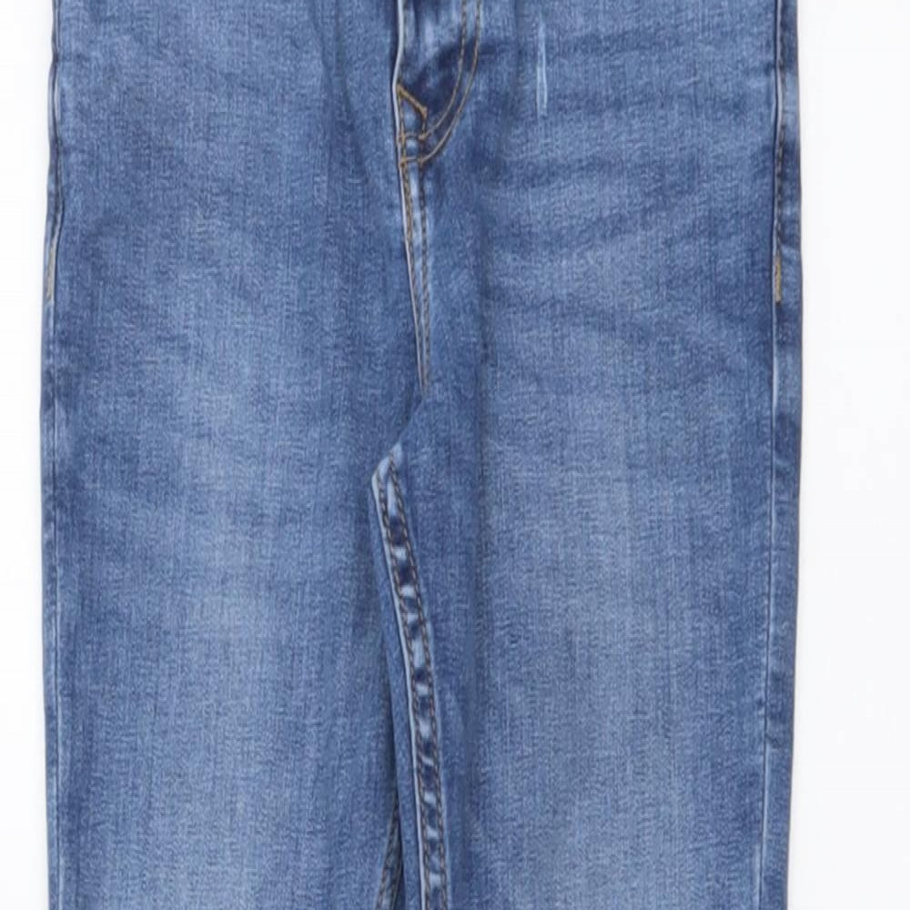 Marks and Spencer Boys Blue Cotton Straight Jeans Size 7-8 Years Regular Button