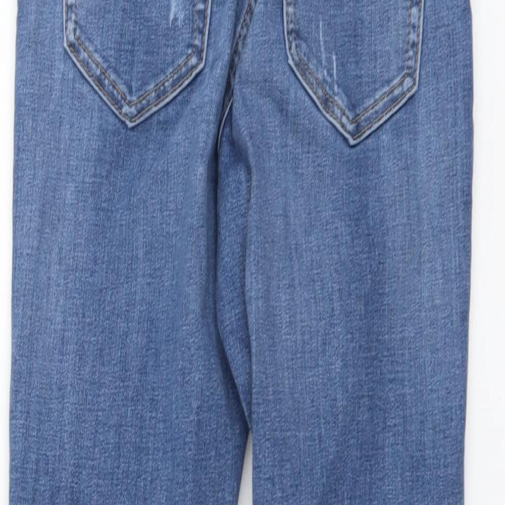 Marks and Spencer Boys Blue Cotton Straight Jeans Size 7-8 Years Regular Button