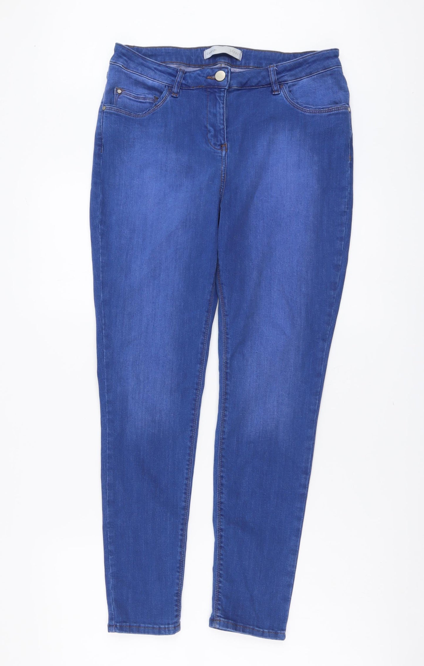 George Womens Blue Cotton Skinny Jeans Size 14 L27 in Regular Button