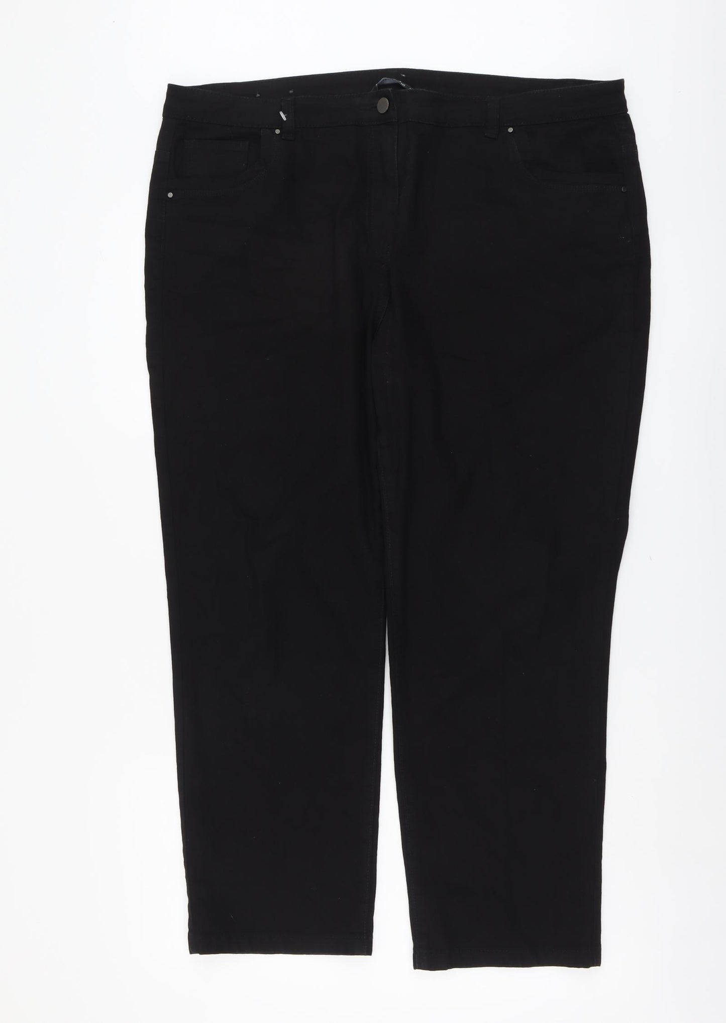 Bonmarché Womens Black Cotton Straight Jeans Size 20 L27 in Regular Button
