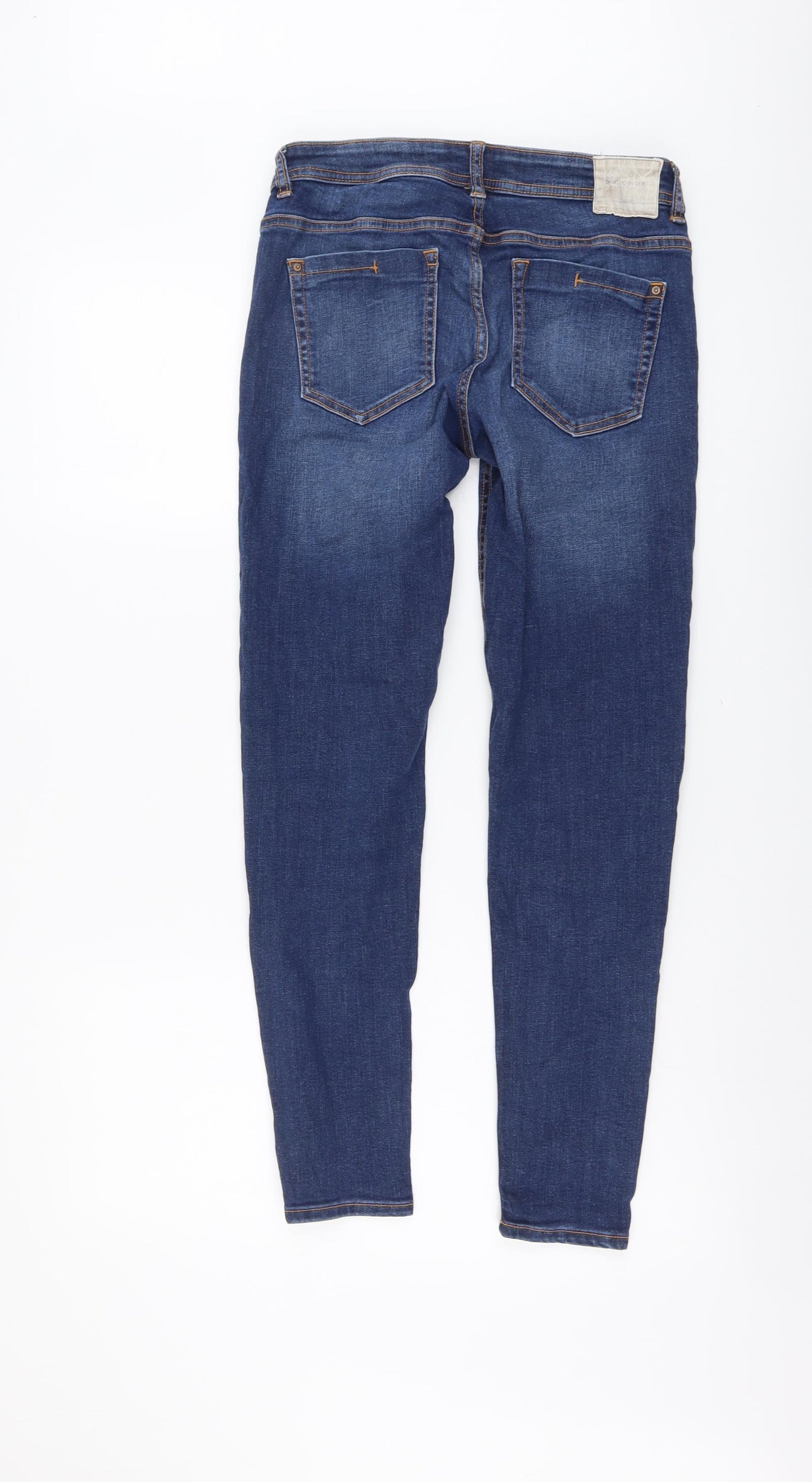 Zara Womens Blue Cotton Skinny Jeans Size 8 L27 in Regular Button