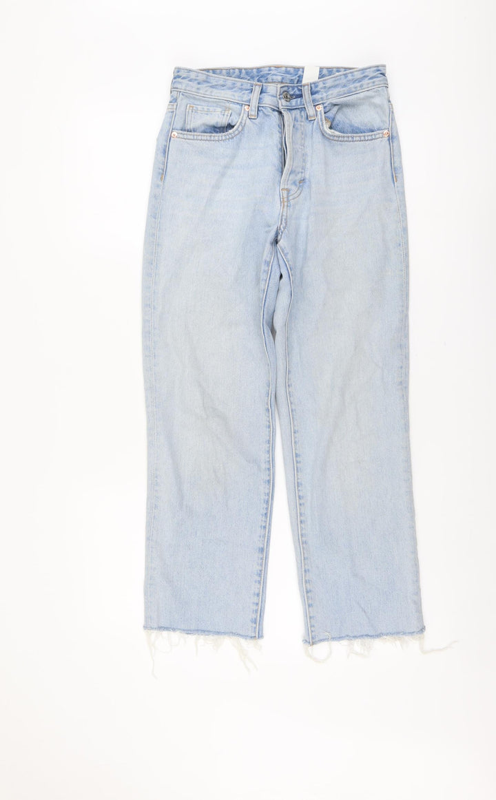 H&M Womens Blue Cotton Straight Jeans Size 26 in L25 in Regular Button