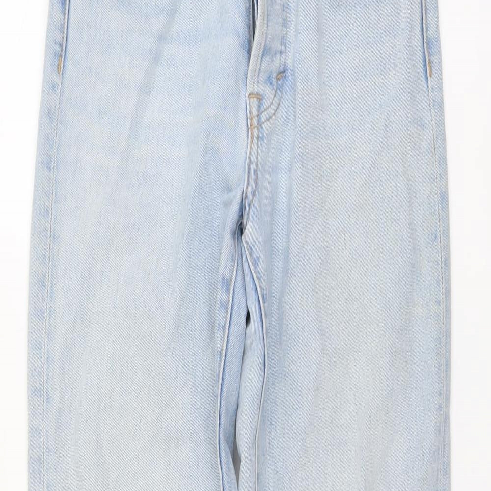 H&M Womens Blue Cotton Straight Jeans Size 26 in L25 in Regular Button