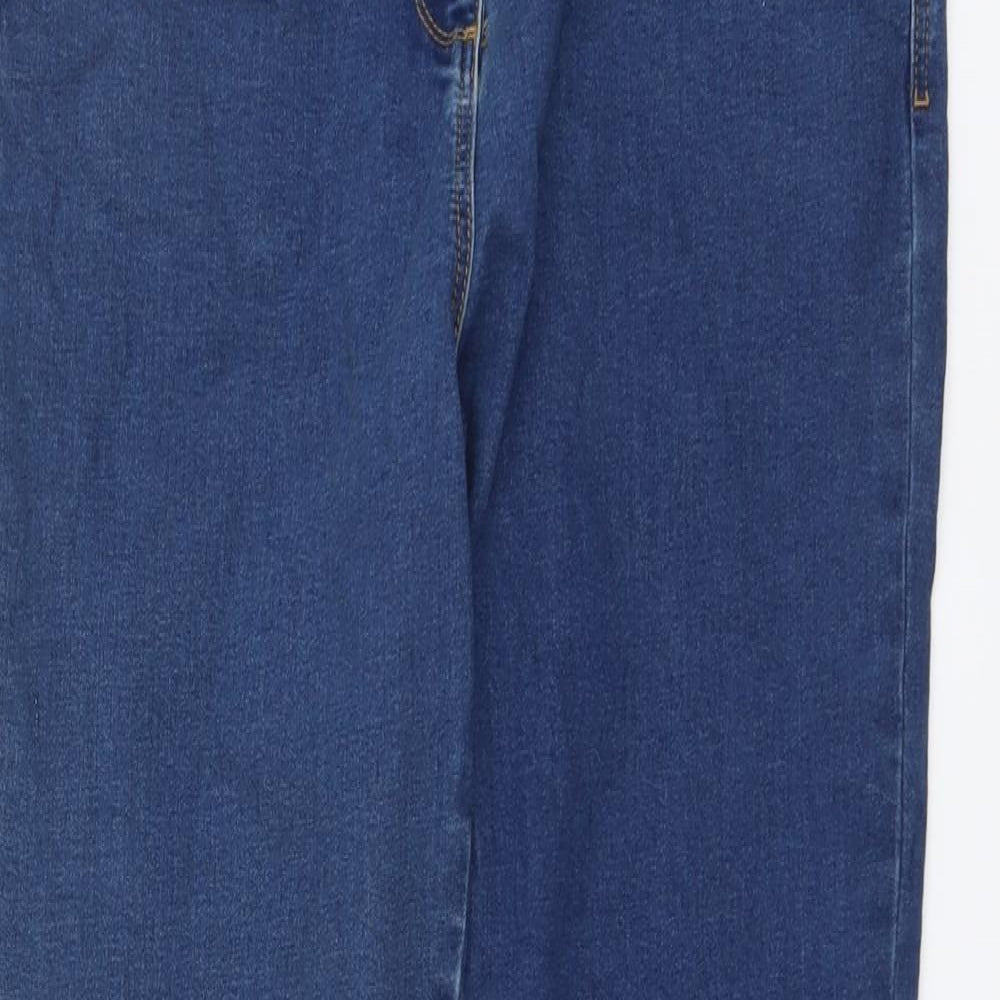 M&Co Womens Blue Cotton Straight Jeans Size 14 L28 in Regular Button