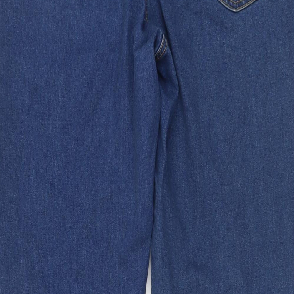 M&Co Womens Blue Cotton Straight Jeans Size 14 L28 in Regular Button