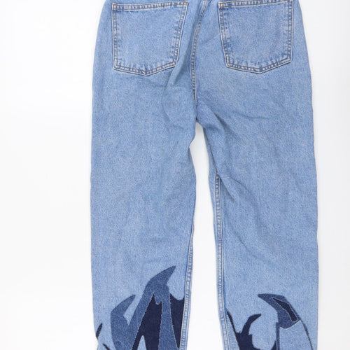 Topshop Womens Blue Cotton Mom Jeans Size 26 in L25 in Regular Button