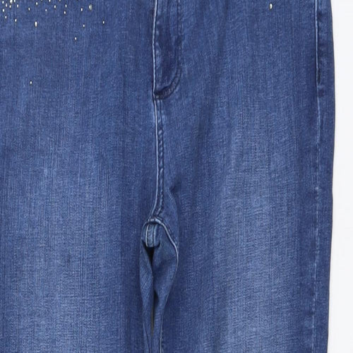 Marks and Spencer Womens Blue Cotton Skinny Jeans Size 12 L27 in Regular Button