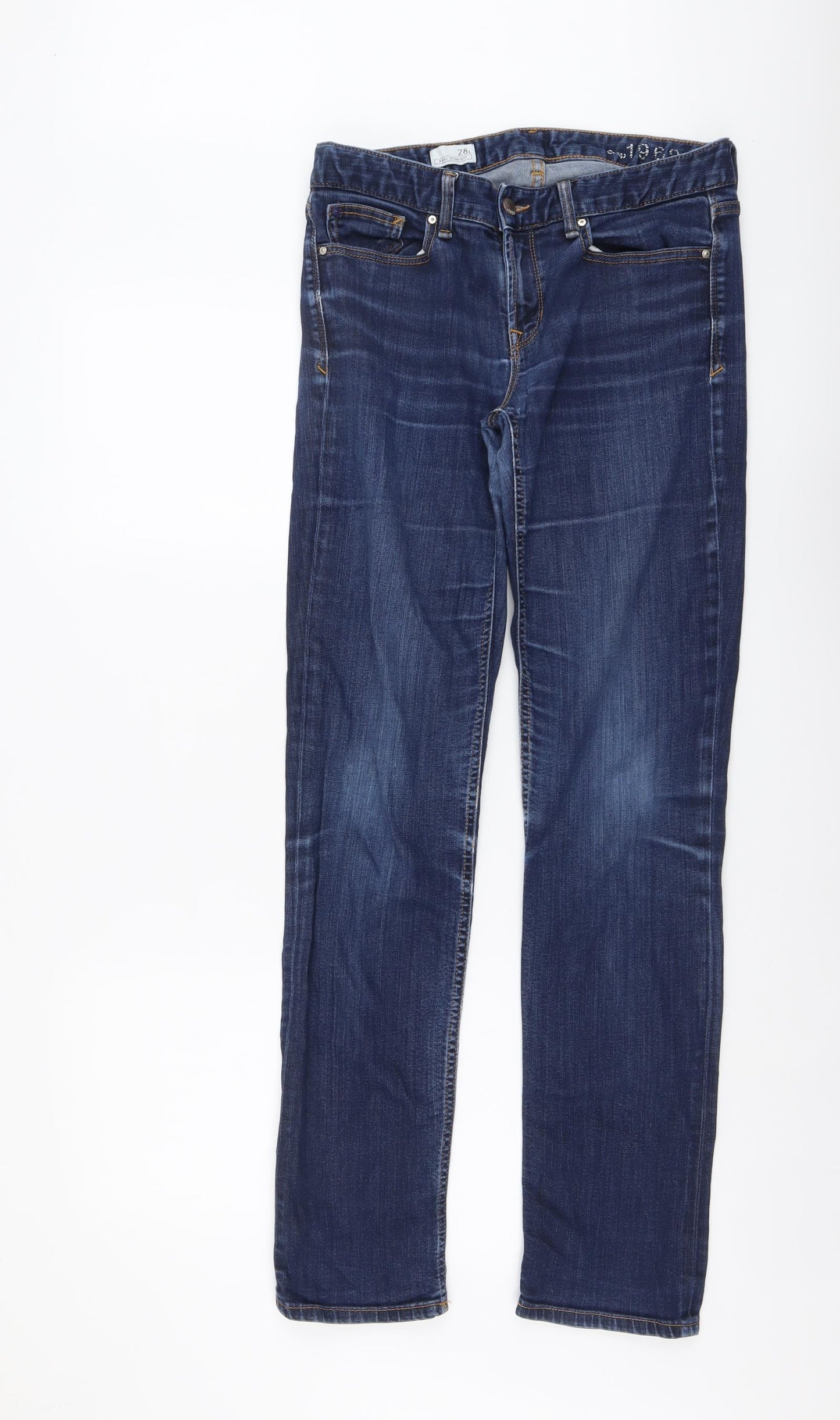 Gap Womens Blue Cotton Straight Jeans Size 28 in L32 in Regular Button