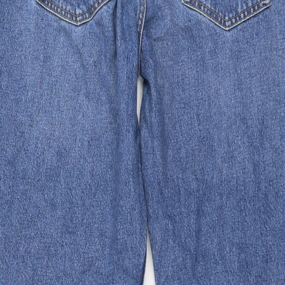 Mango Womens Blue Cotton Straight Jeans Size 14 L26 in Regular Button