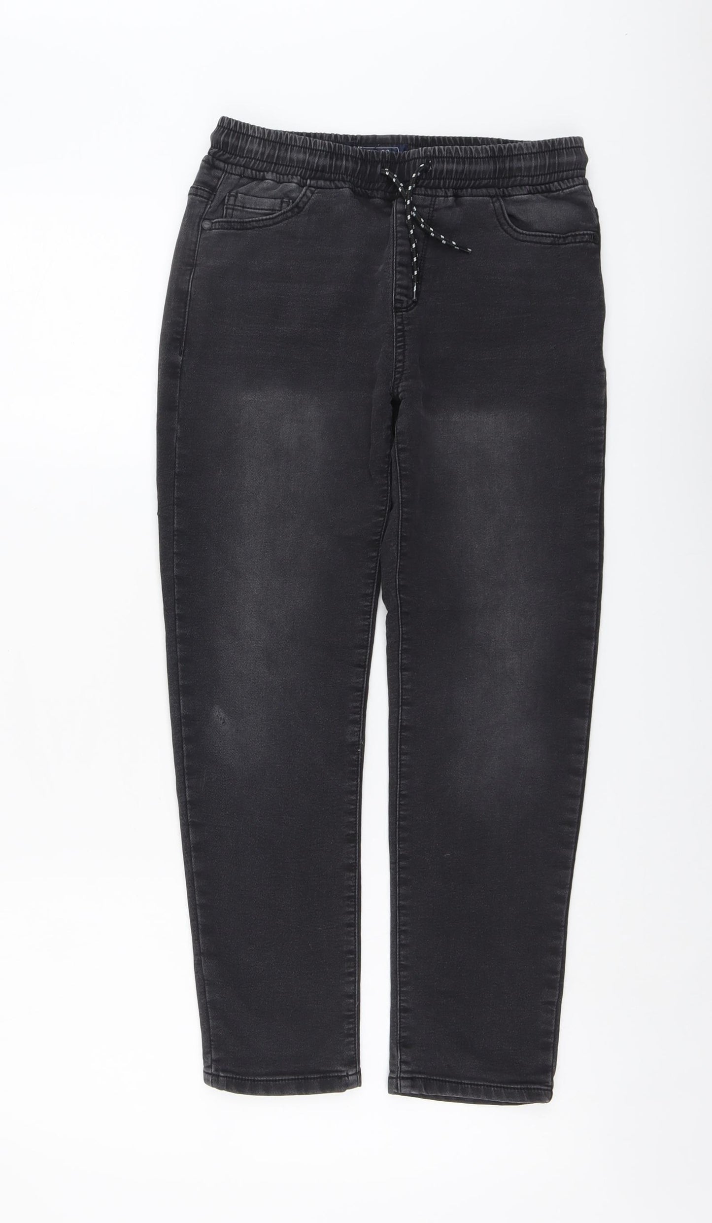 NEXT Boys Grey Cotton Straight Jeans Size 11 Years Regular Drawstring