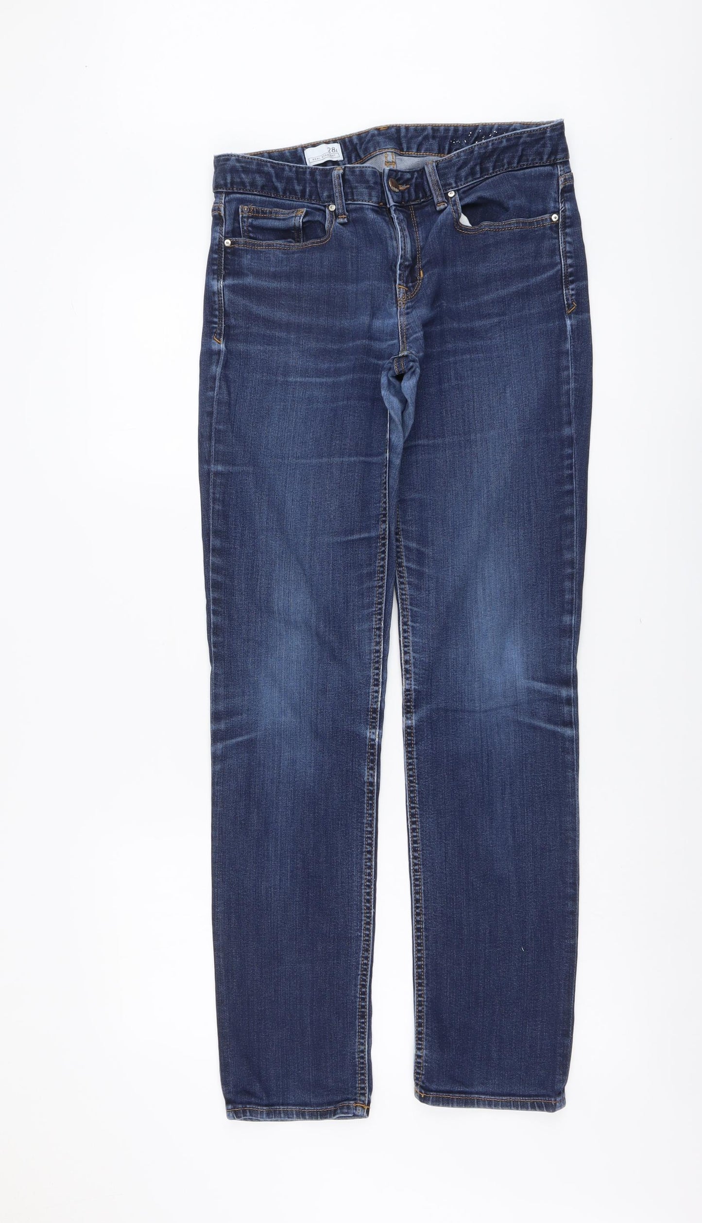 Gap Womens Blue Cotton Straight Jeans Size 28 in L31 in Regular Button