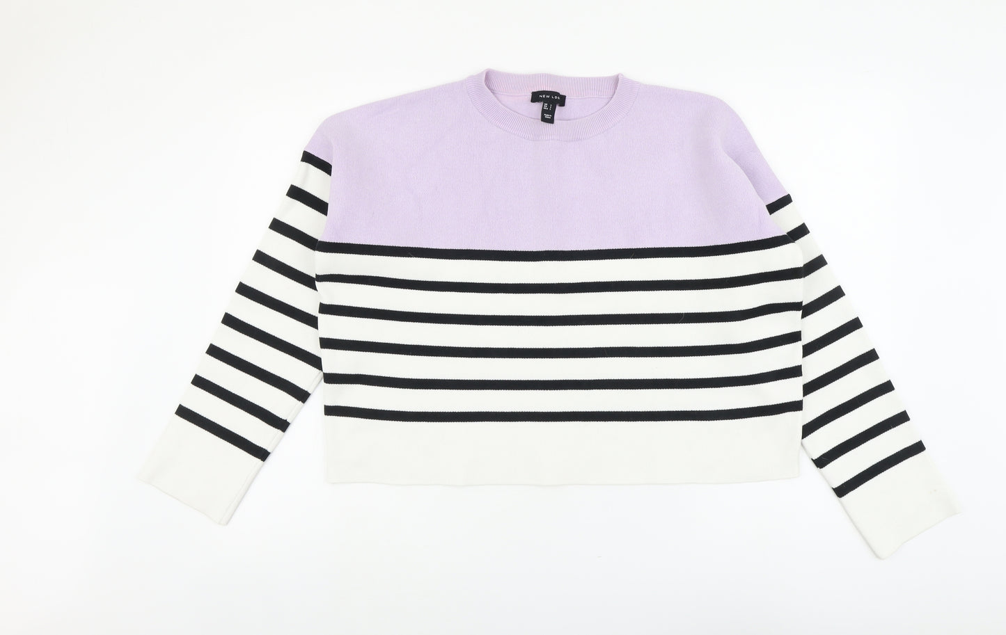 New Look Womens Multicoloured Round Neck Striped Viscose Pullover Jumper Size L