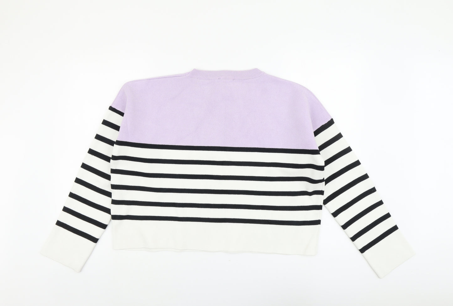 New Look Womens Multicoloured Round Neck Striped Viscose Pullover Jumper Size L
