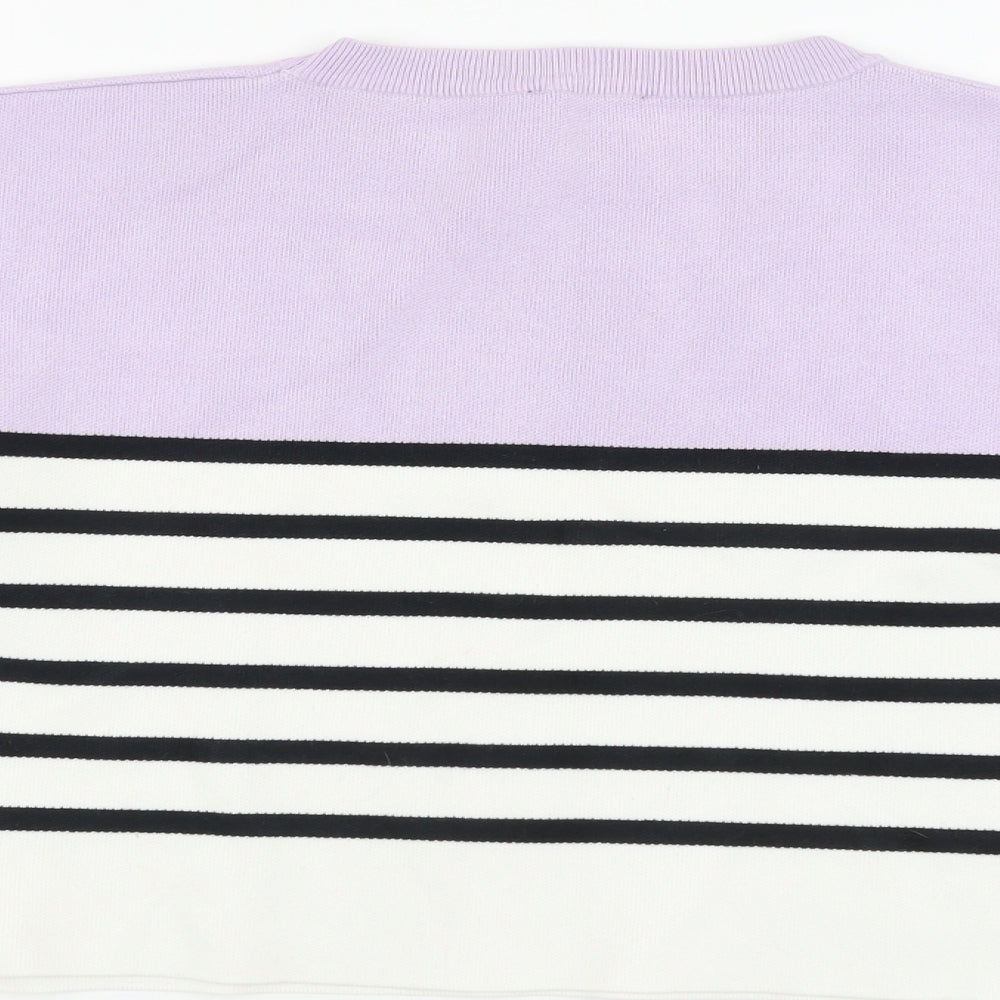 New Look Womens Multicoloured Round Neck Striped Viscose Pullover Jumper Size L