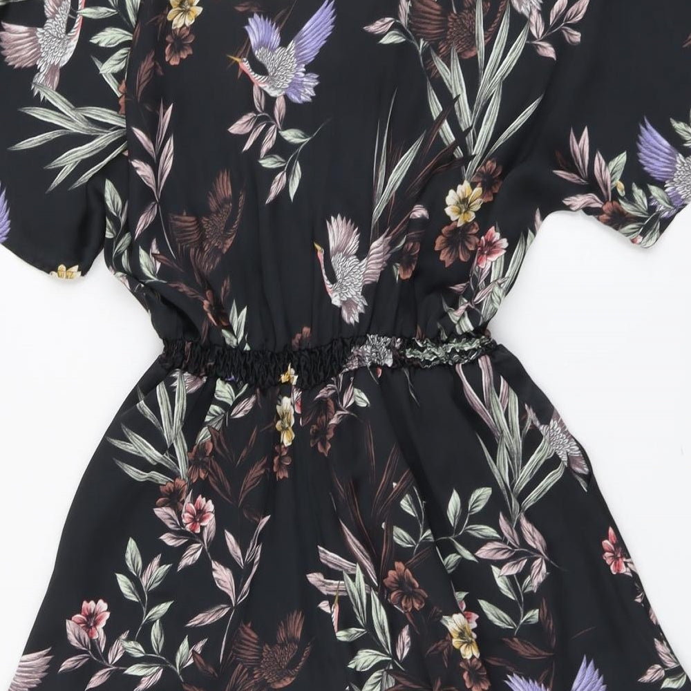 New Look Womens Black Geometric Polyester Playsuit One-Piece Size 10 Pullover - Bird Print