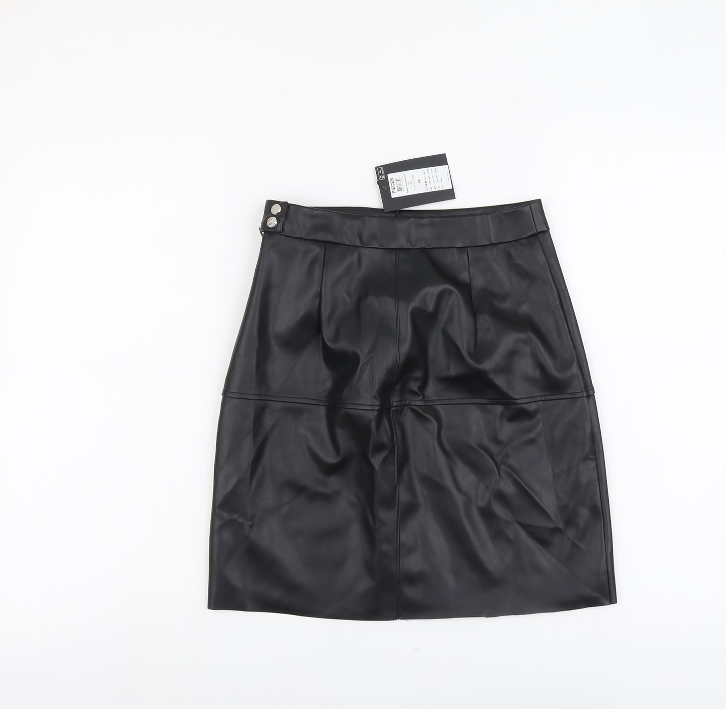 Pieces Womens Black Polyester A-Line Skirt Size XS Button
