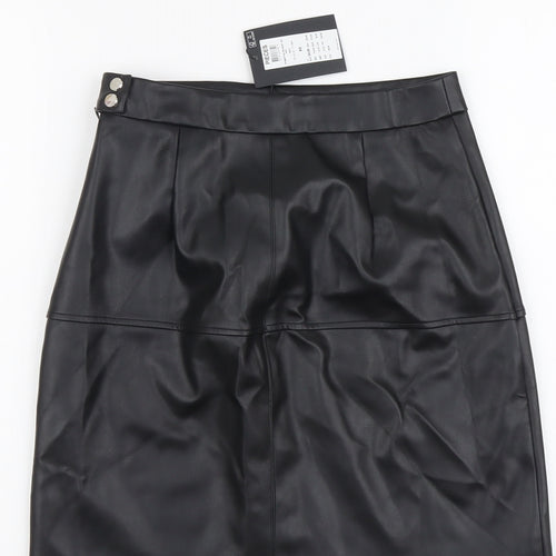 Pieces Womens Black Polyester A-Line Skirt Size XS Button