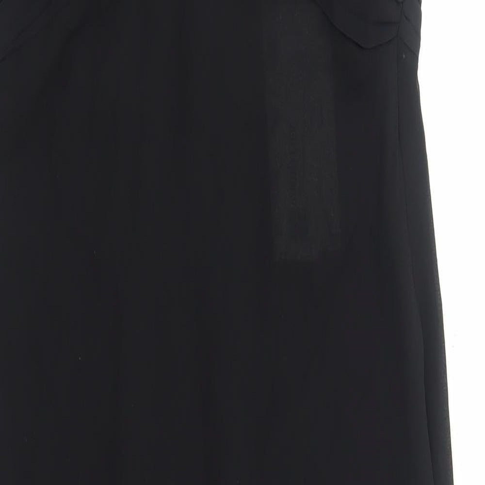 Zara Womens Black Polyester Slip Dress Size M V-Neck Zip