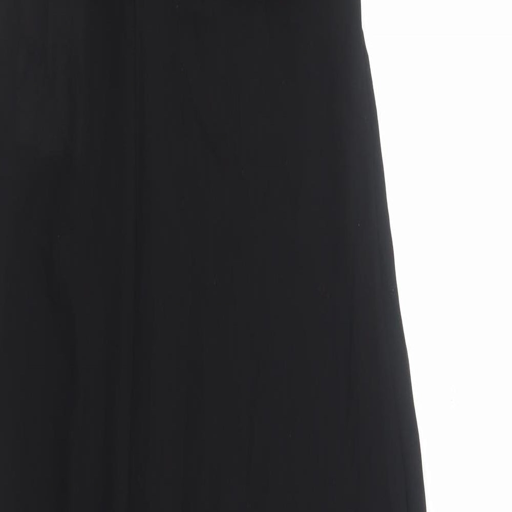 Zara Womens Black Polyester Slip Dress Size M V-Neck Zip