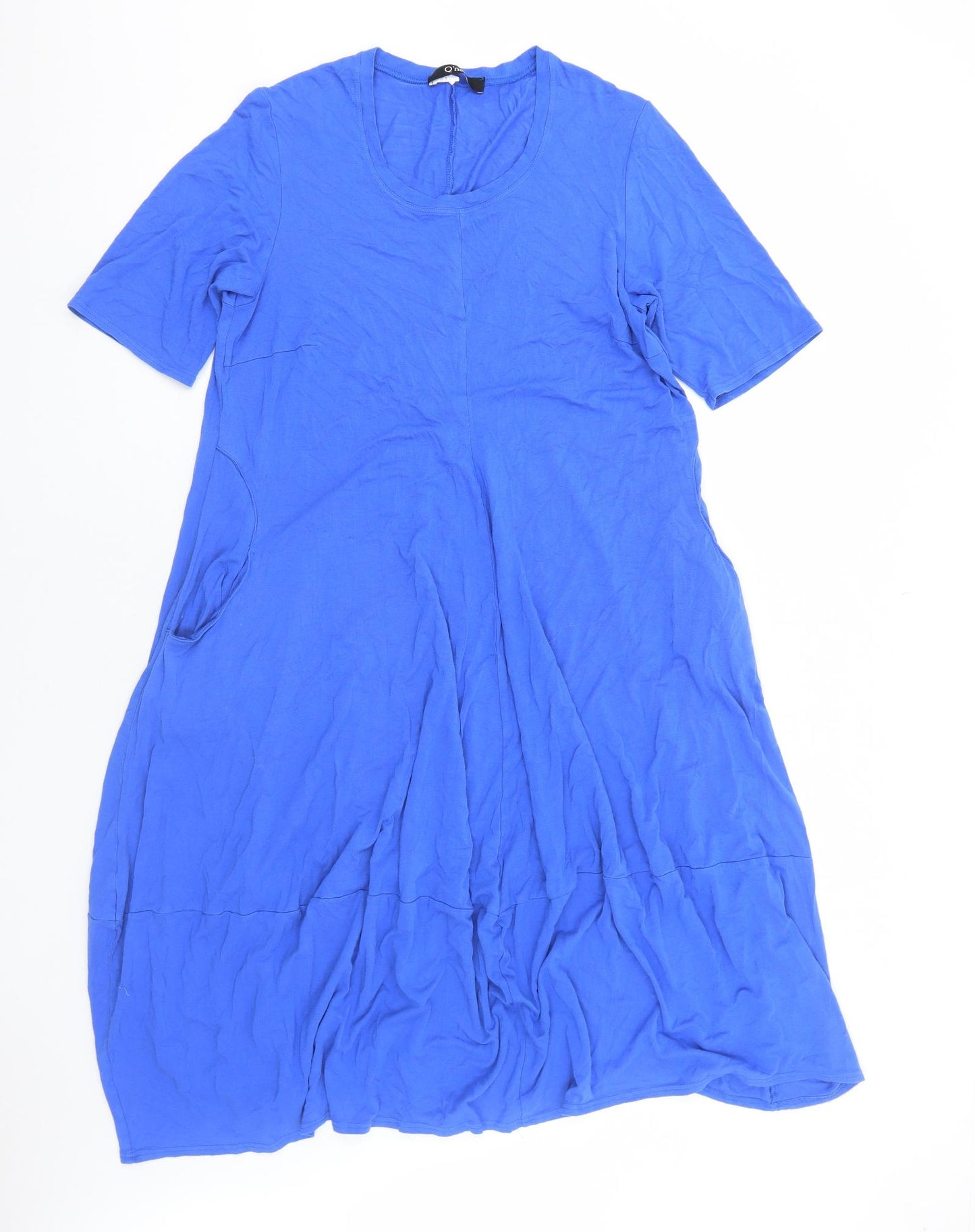 Q'neel Womens Blue Viscose Trapeze & Swing Size 20 Scoop Neck Pullover