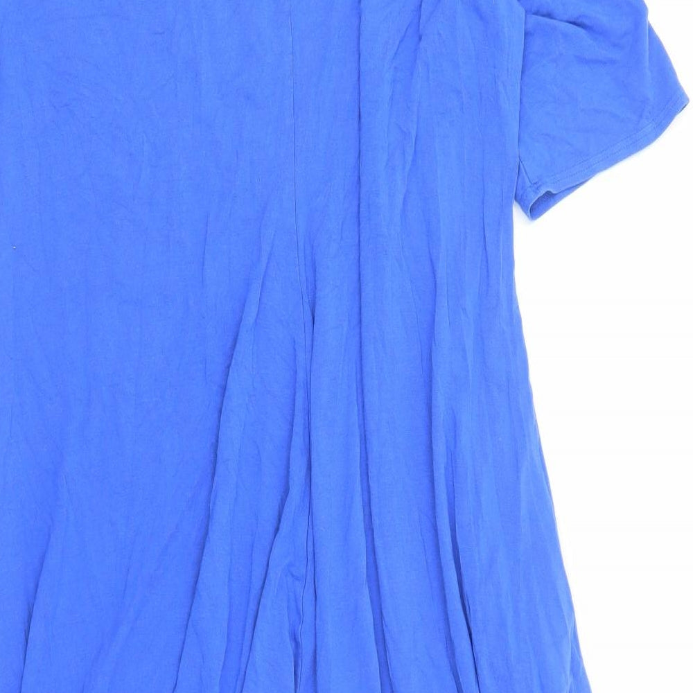 Q'neel Womens Blue Viscose Trapeze & Swing Size 20 Scoop Neck Pullover