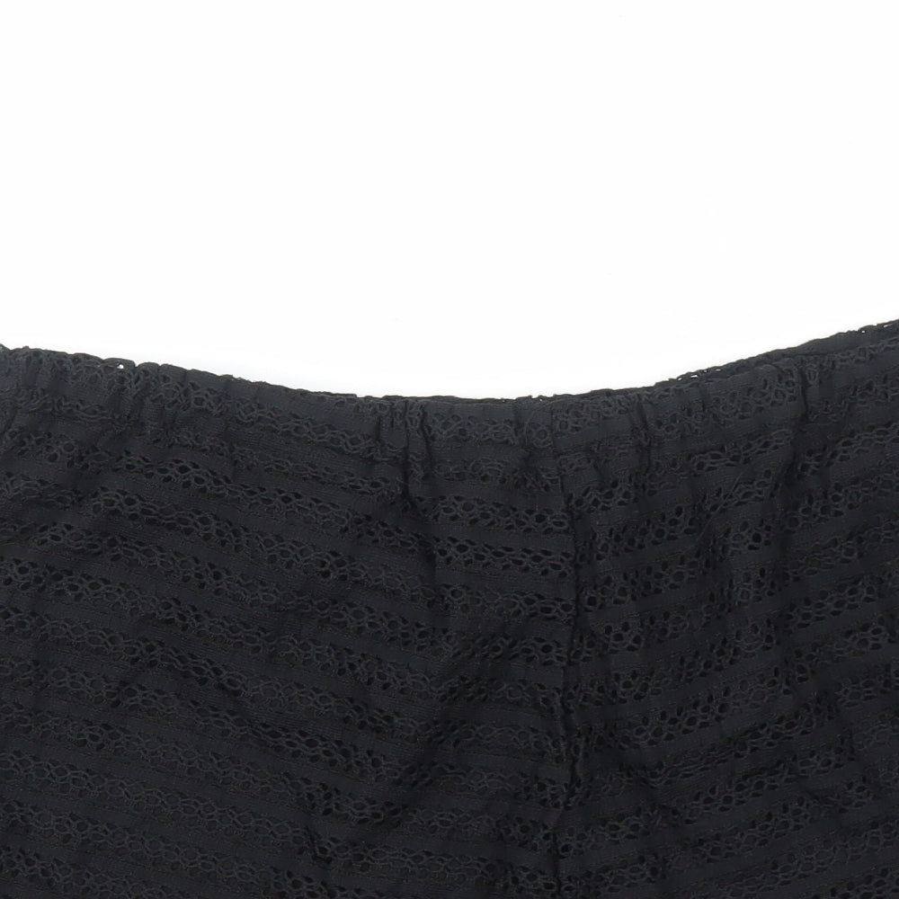 Preworn Womens Black Polyester Hot Pants Shorts Size 12 Regular Pull On