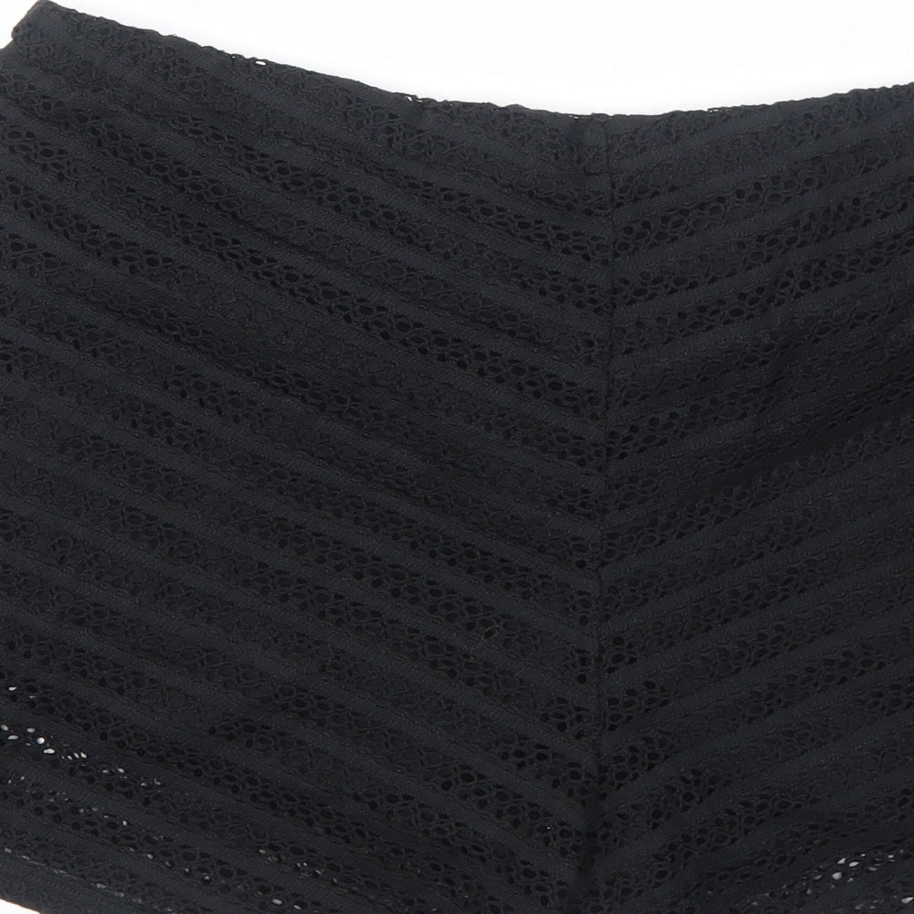 Preworn Womens Black Polyester Hot Pants Shorts Size 12 Regular Pull On