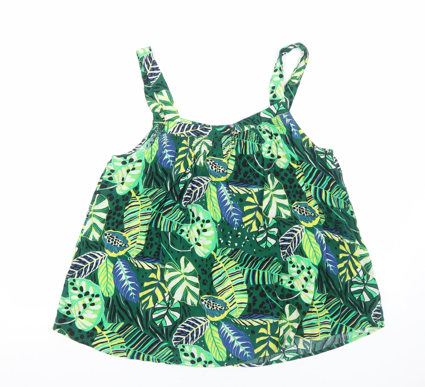 NEXT Womens Green Geometric Viscose Basic Tank Size 16 V-Neck