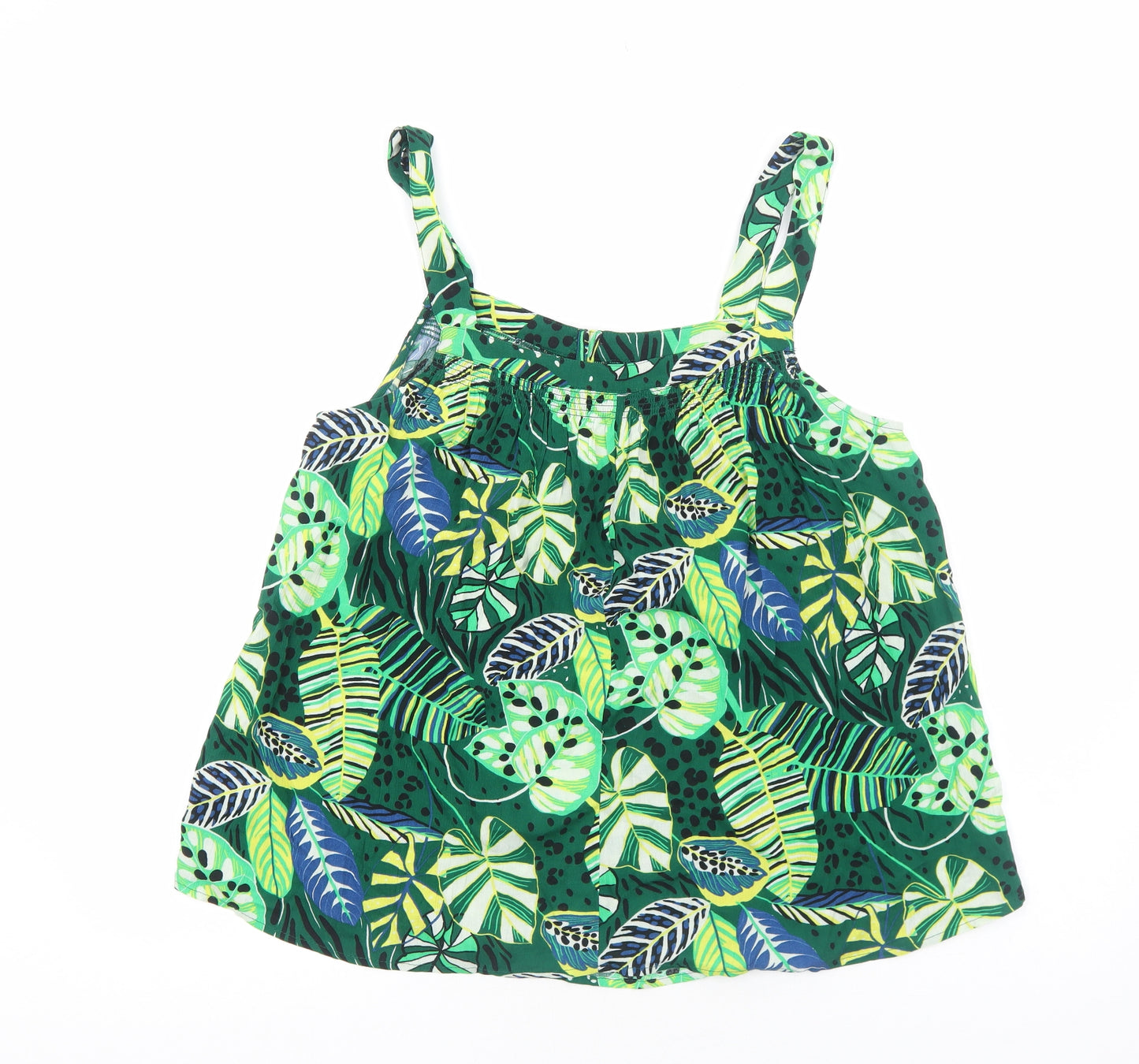 NEXT Womens Green Geometric Viscose Basic Tank Size 16 V-Neck