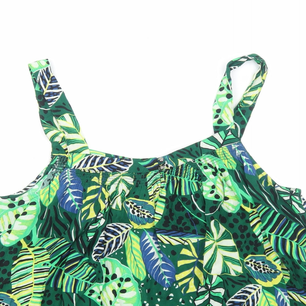 NEXT Womens Green Geometric Viscose Basic Tank Size 16 V-Neck