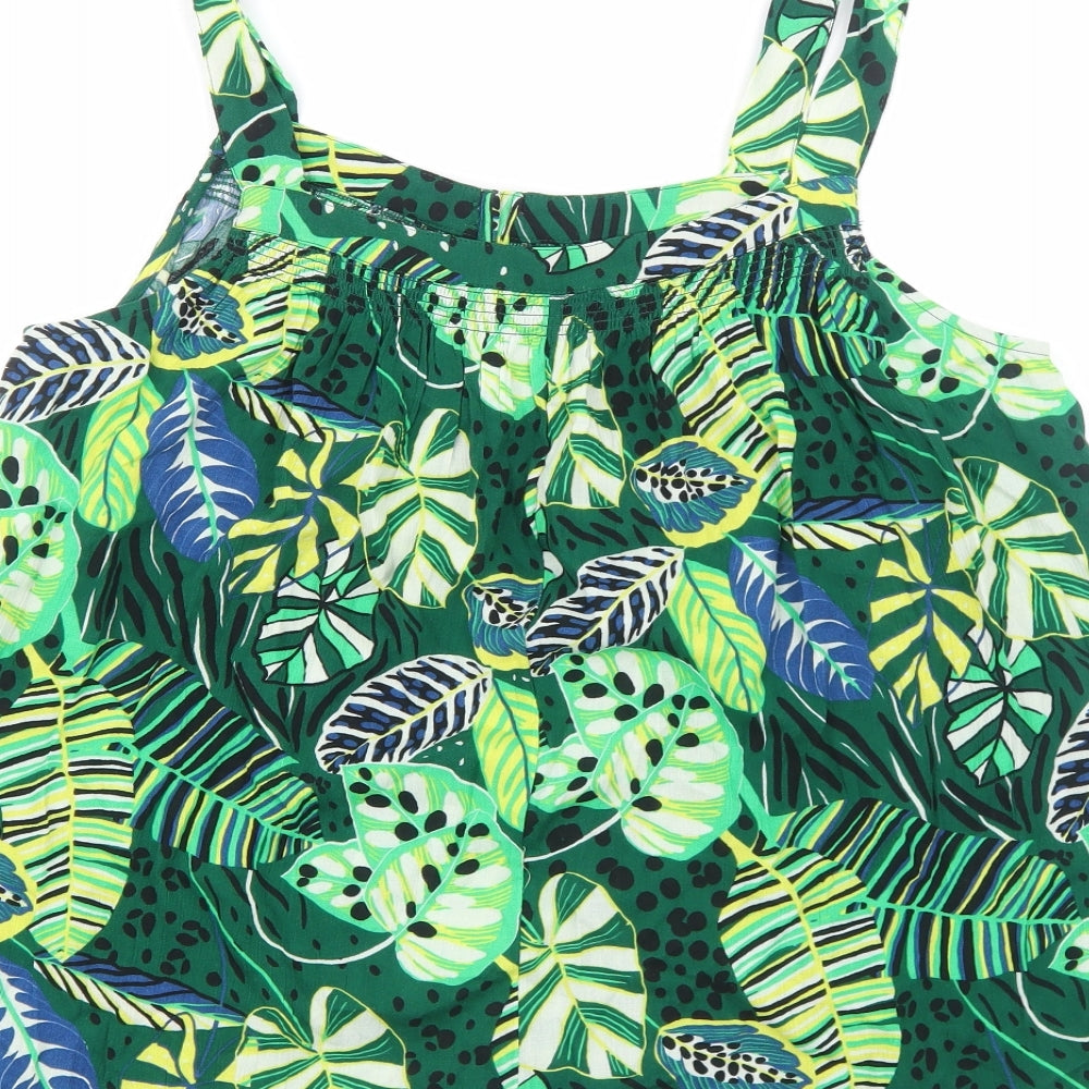 NEXT Womens Green Geometric Viscose Basic Tank Size 16 V-Neck