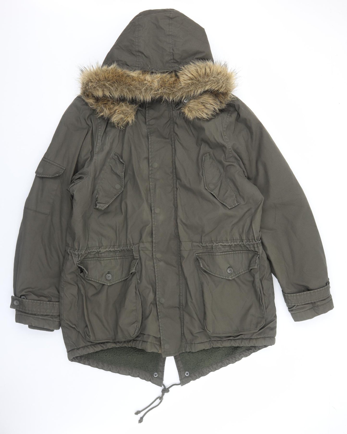 Joe Browns Mens Green Parka Coat Size L Zip