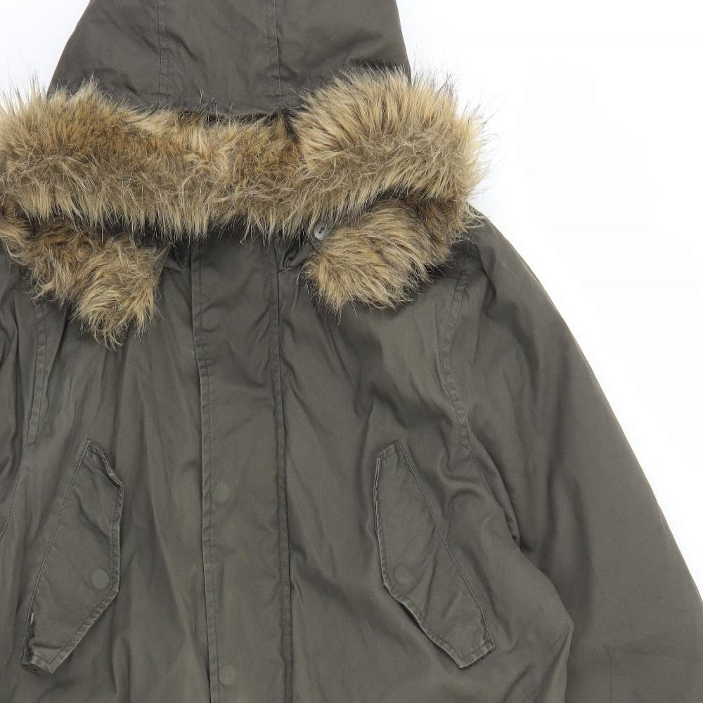 Joe Browns Mens Green Parka Coat Size L Zip
