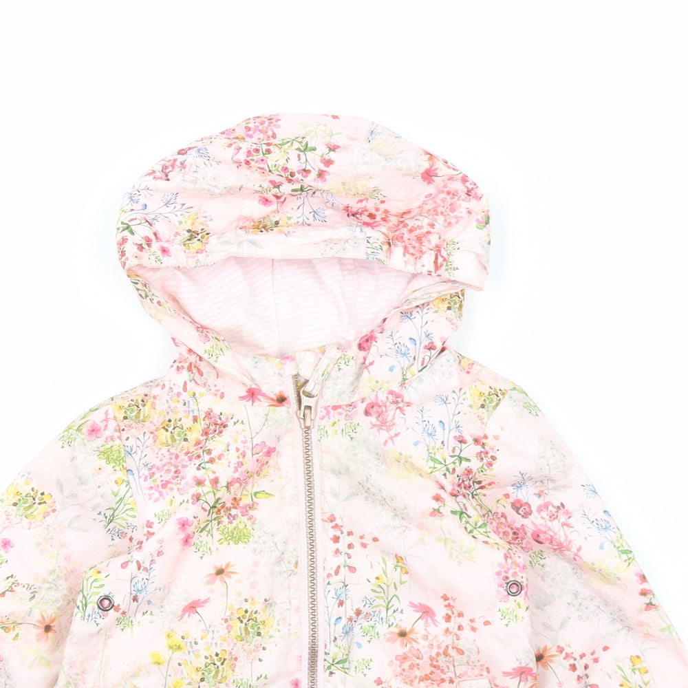 NEXT Girls Pink Floral Basic Jacket Jacket Size 9-12 Months Zip