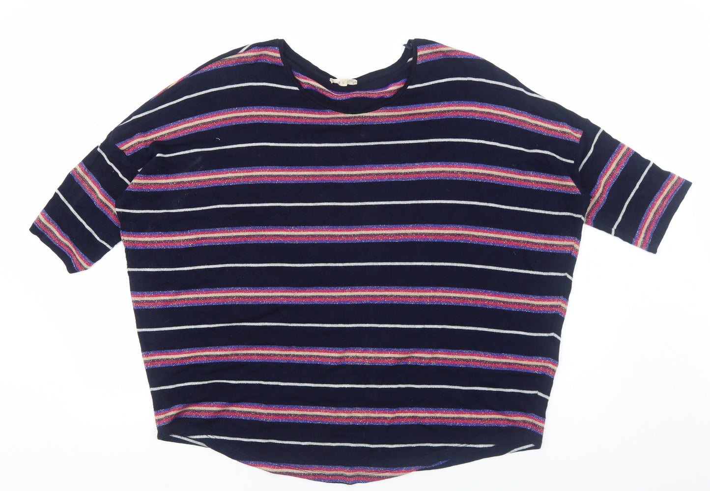 Phase Eight Womens Blue Round Neck Striped Viscose Pullover Jumper Size 16