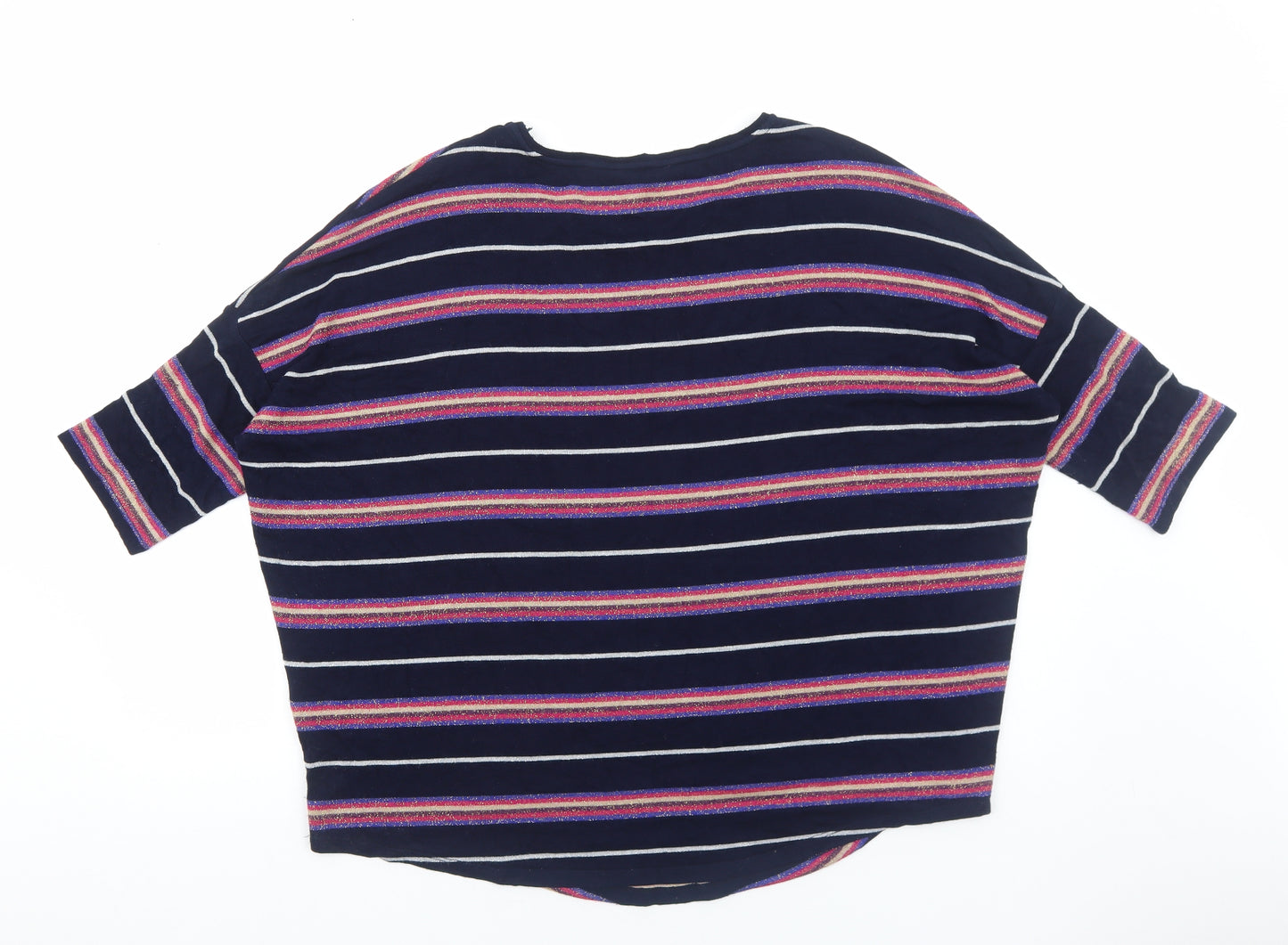 Phase Eight Womens Blue Round Neck Striped Viscose Pullover Jumper Size 16