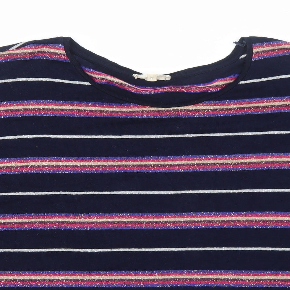Phase Eight Womens Blue Round Neck Striped Viscose Pullover Jumper Size 16