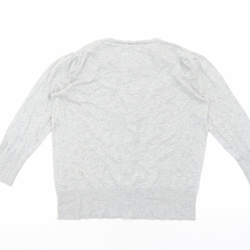 Debenhams Womens Grey Round Neck Cotton Cardigan Jumper Size 14