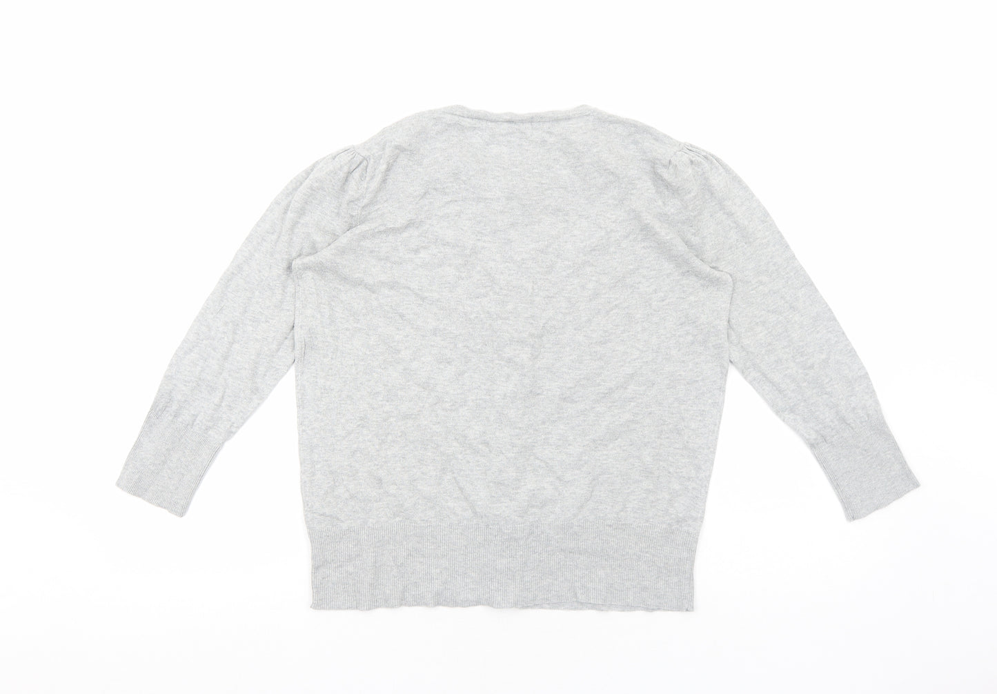 Debenhams Womens Grey Round Neck Cotton Cardigan Jumper Size 14