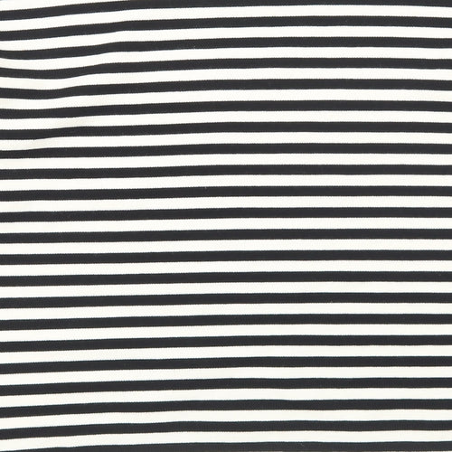 M&Co Womens Black Round Neck Striped Acrylic Pullover Jumper Size 12 - Happy