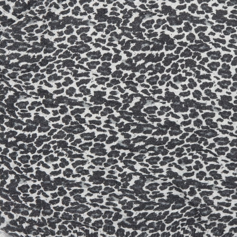 NEXT Womens Grey Round Neck Animal Print Viscose Pullover Jumper Size 12 - Leopard print
