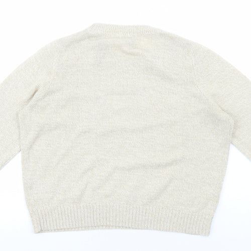 H&M Womens Beige Round Neck Acrylic Pullover Jumper Size L