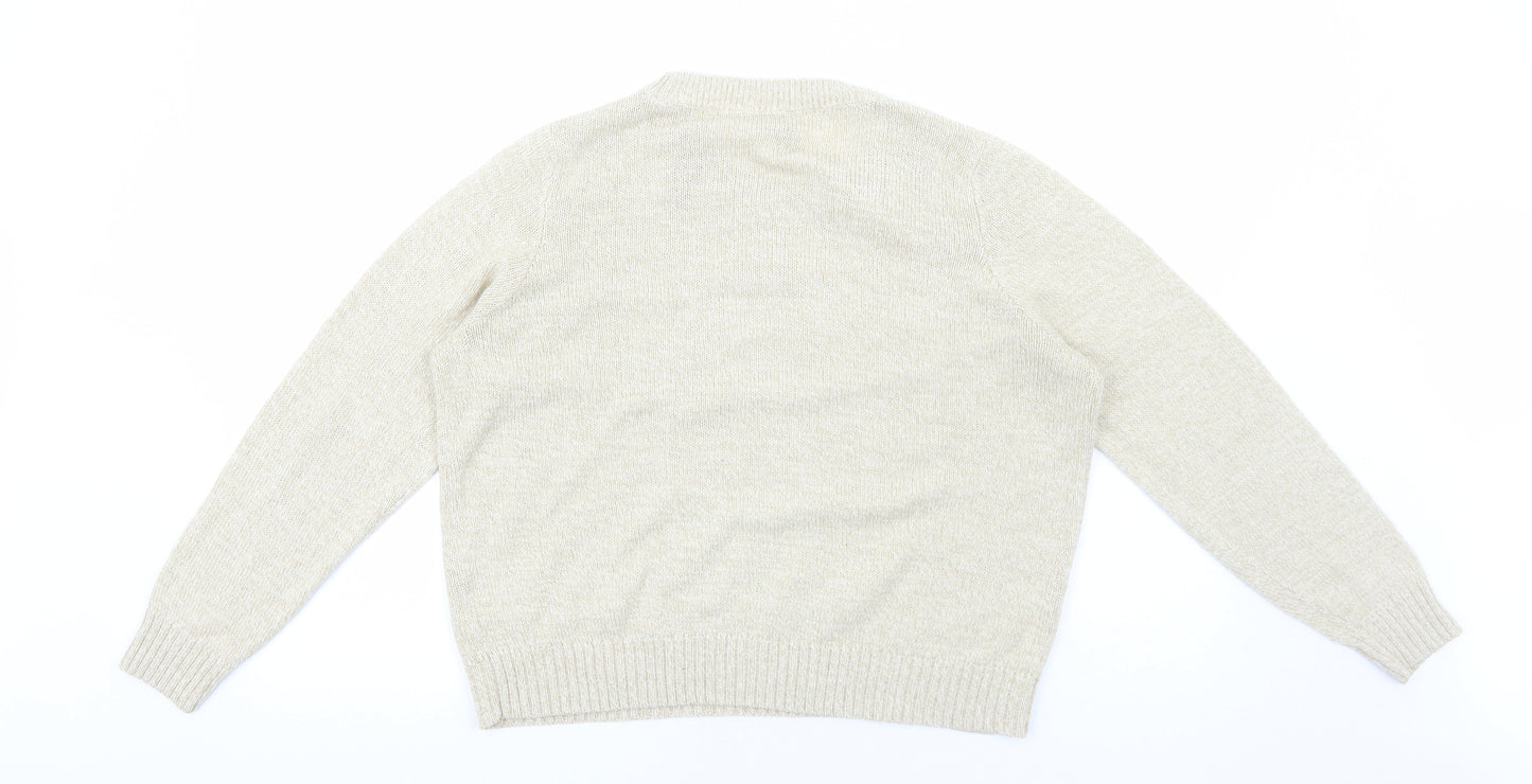 H&M Womens Beige Round Neck Acrylic Pullover Jumper Size L