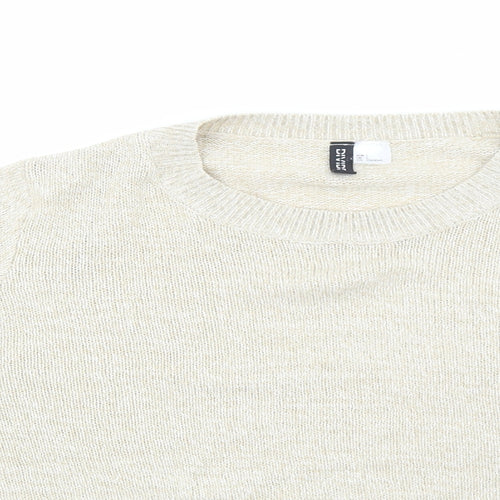 H&M Womens Beige Round Neck Acrylic Pullover Jumper Size L