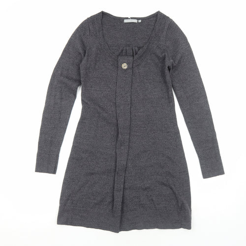 Karen Cole Womens Grey Acrylic Jumper Dress Size S Scoop Neck Pullover